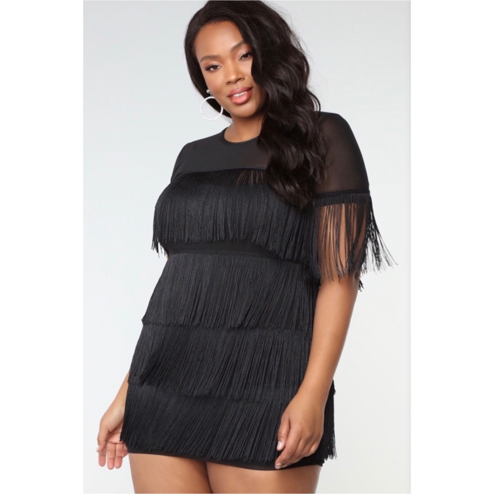FashionNova - Black Fringe Dress (Style: Viviana)